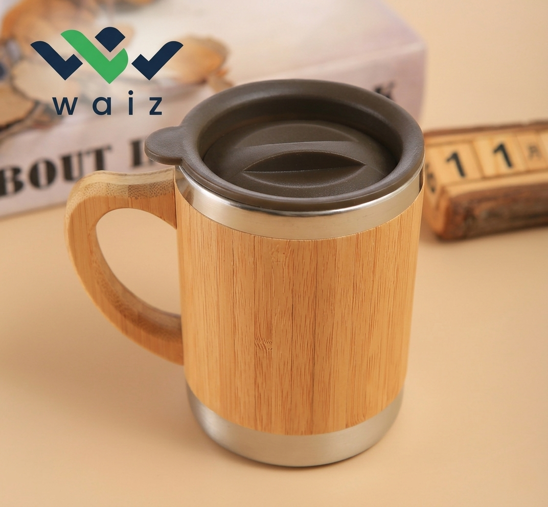 Eco-Friendly Bamboo Mug | Insulated Stainless Steel Coffee Cup with Lid