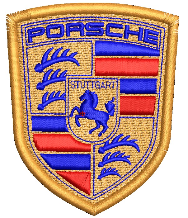 Formula Speed Porsche Shield Embroidered Patch & Sticker Set