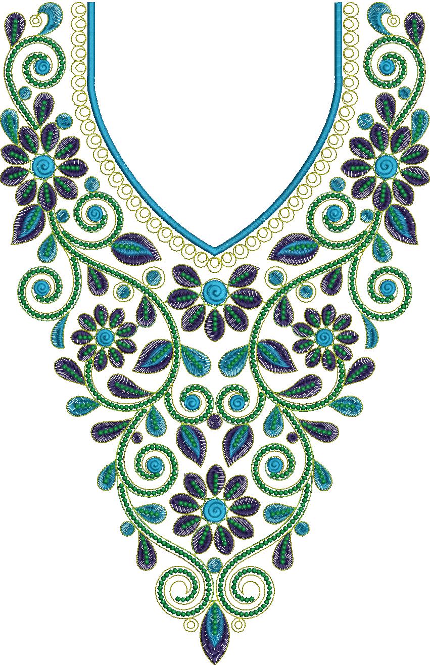 Neck embroidery design- Step by step 