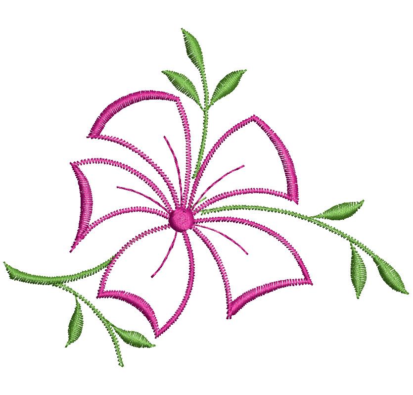 Simple pink flower free embroidery design - Free embroidery